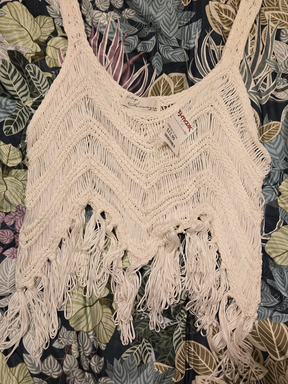 Boho Crochet Fringe Tank Top - White